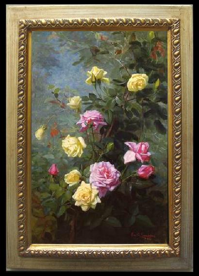 framed  unknow artist Still life floral, all kinds of reality flowers oil painting  54, Ta099